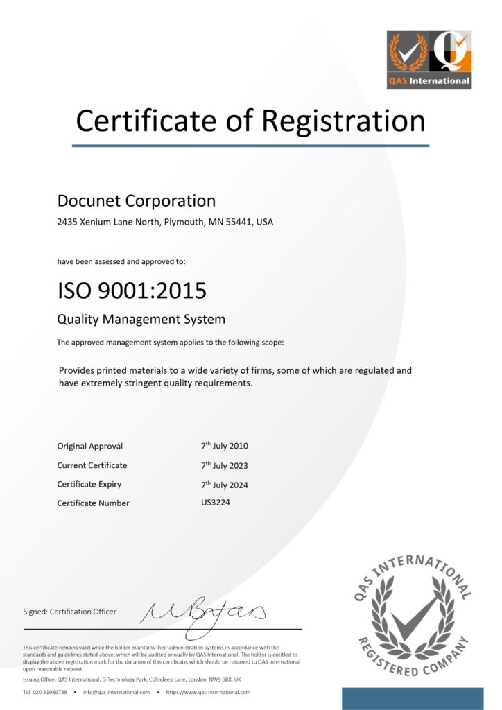 ISO Certification Quality Management 2023-24